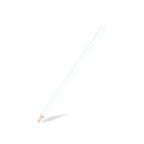 Matita esagonale in legno di tiglio, colore bianco, senza gomma, 18 cm. Conf. 100 pz
