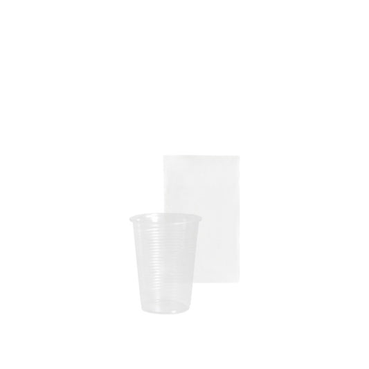 Bicchiere monouso in PP trasparente opaco, imbustato, capacità 23 cl, diam. 7,2 x h 9,2 cm, confezione da 700 pz