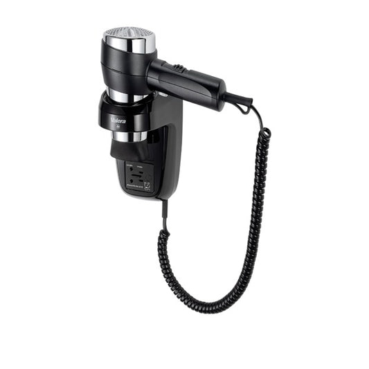 Valera Action Super Plus 1600 Shaver, asciugacapelli con supporto a parete, nero/cromato, 25x30 cm