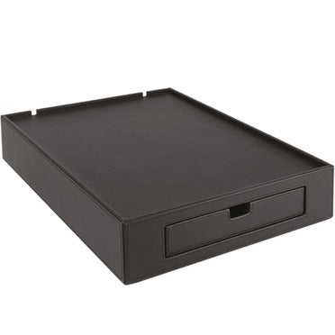 Base per macchina caffè e bollitore elettrico in ecopelle nera con cassetto porta capsule e bustine, 31,5 x 42 x h 9 cm.