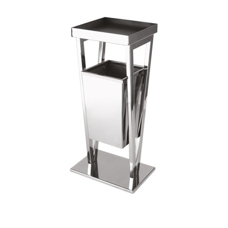 Steel Line, cestino gettacarte con posacenere in acciaio inox lucido, 37 x 28,5 x h 75 cm