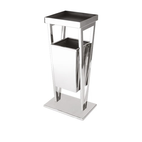 Steel Line, cestino gettacarte con posacenere in acciaio inox satinato, 37 x 28,5 x h 75 cm