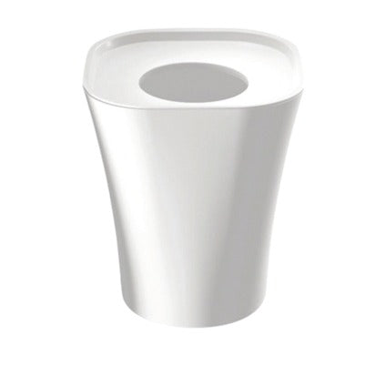 Trash, Papierkorb mit Deckel aus weißem Polypropylen, Kapazität 12 L, 22/30,5 x H 36 cm
