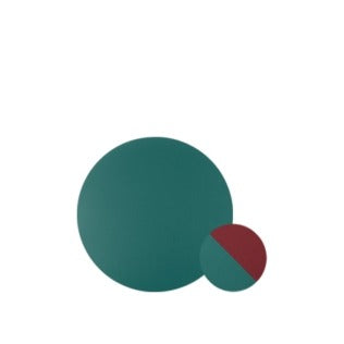 Round two-tone eco-leather coaster, bordeaux/green, diam. 10 cm, pack of 30 pcs