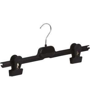Portagonna/portapantaloni in plastica nera, gancio nichelato, 36 x 2 cm, 50 pz