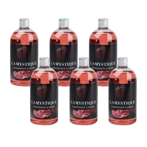 LaMystique, confezione da 6 refill per diffusore a osmosi, fragranza Melograno e Mango, 500 ml
