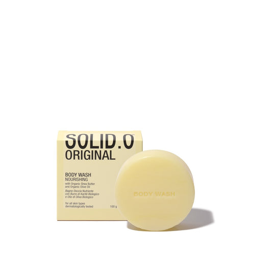 Solid.O, Body Wash solido in astuccio, con Burro di Karité Biologico e Olio di Oliva Biologico, 100g
