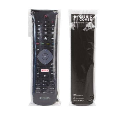Sacchetto garanzia d'igiene per telecomando in plastica riciclata, 8 x 23 cm, 300 pz.