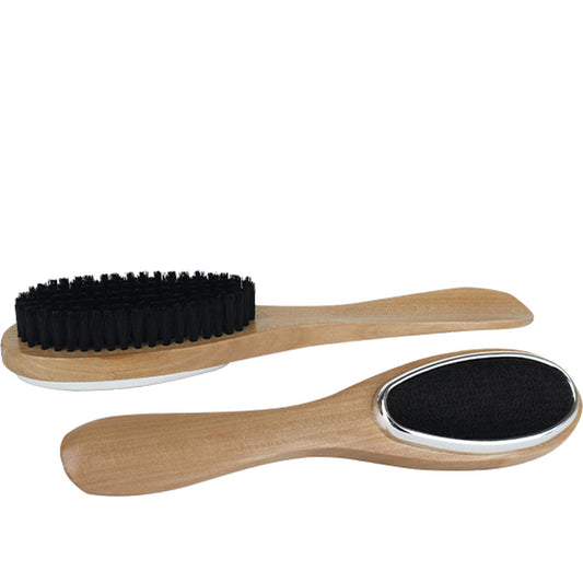 Spazzola per abiti multiuso in legno, colore naturale e dettaglio cromato, 29 cm