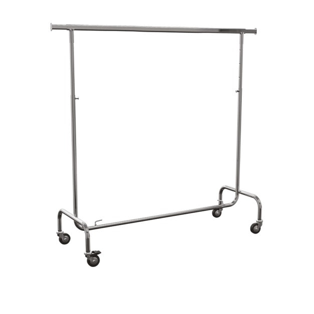 Stender porta abiti estensibile in acciaio cromato, 150 (+80) x h 132/202 cm