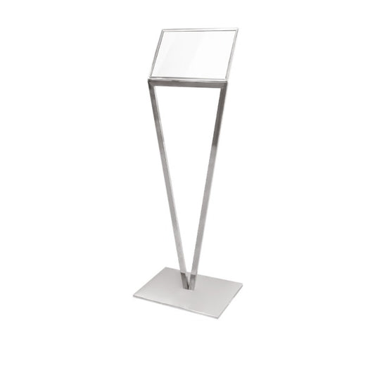 Steel Line, A3 format notice holder on satin stainless steel stand, 50 x 37 x h 140 cm