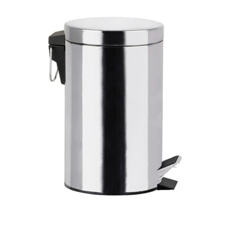 Pattumiera rotonda in acciaio inox lucido, capacità 3 L, diam. 16,7 x h 27 cm