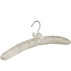 Gruccia imbottita in raso, gancio nichelato, avorio, 35 cm, Ø 1,4 cm, 100 pz