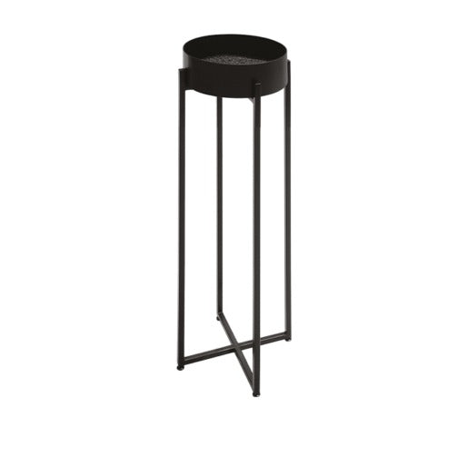 Neliö - Posacenere su piantana in metallo galvanizzato verniciato nero, per esterni, con sabbia ceramizzata, 32 x 32 x h 75 cm